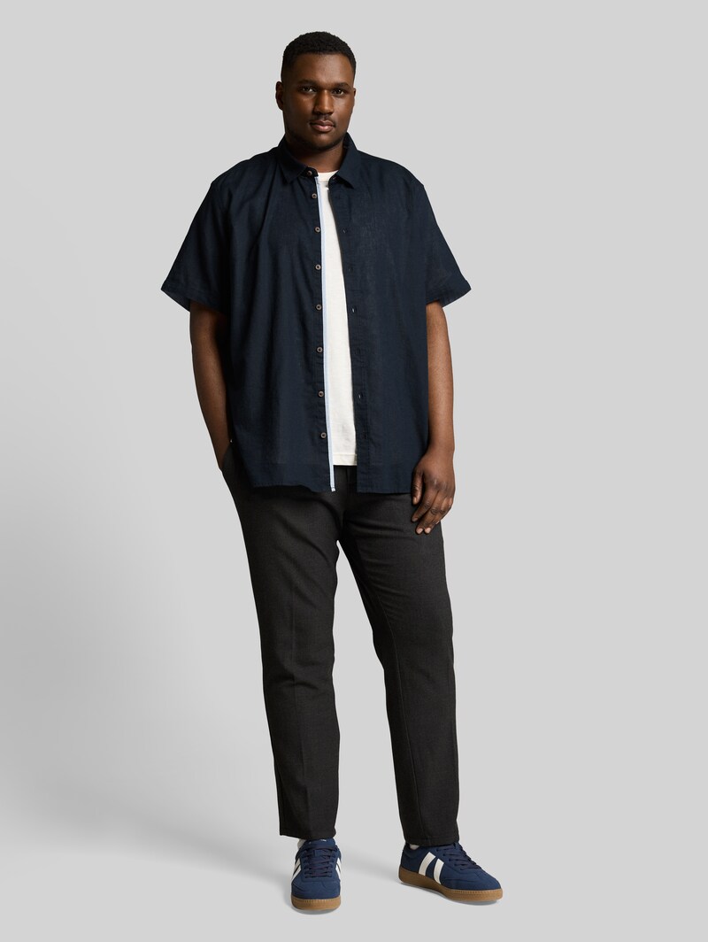 Tom Tailor Plus Size - Regular Fit Kurzarmhemd mit Leinenanteil - Sky Captain Blue