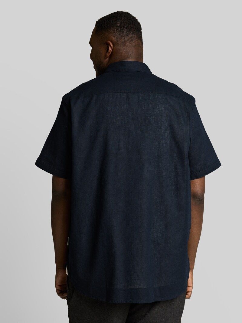 Tom Tailor Plus Size - Regular Fit Kurzarmhemd mit Leinenanteil - Sky Captain Blue