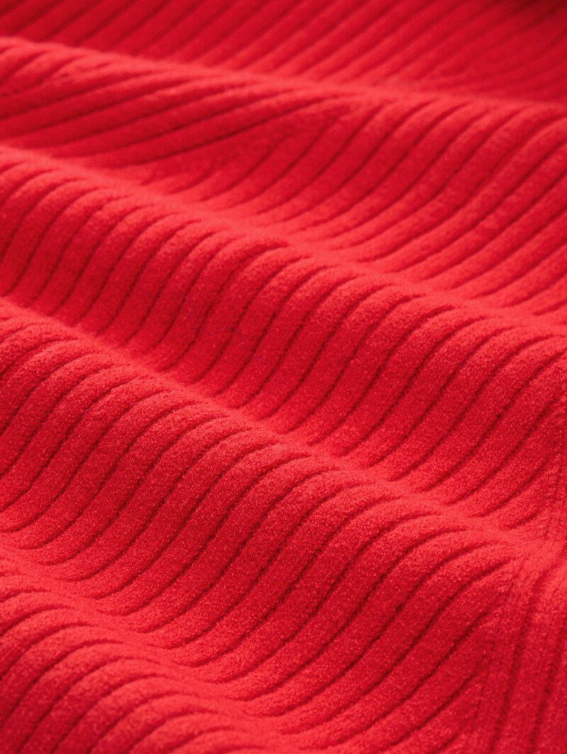Tom Tailor Fitted Mini-Kleid aus Rippstrick - Brilliant Red