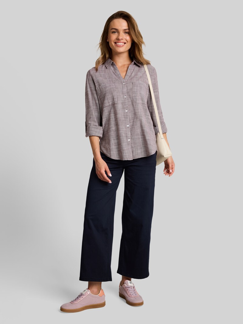 Tom Tailor Bluse mit Brusttaschen - Bordeaux Mid Red
