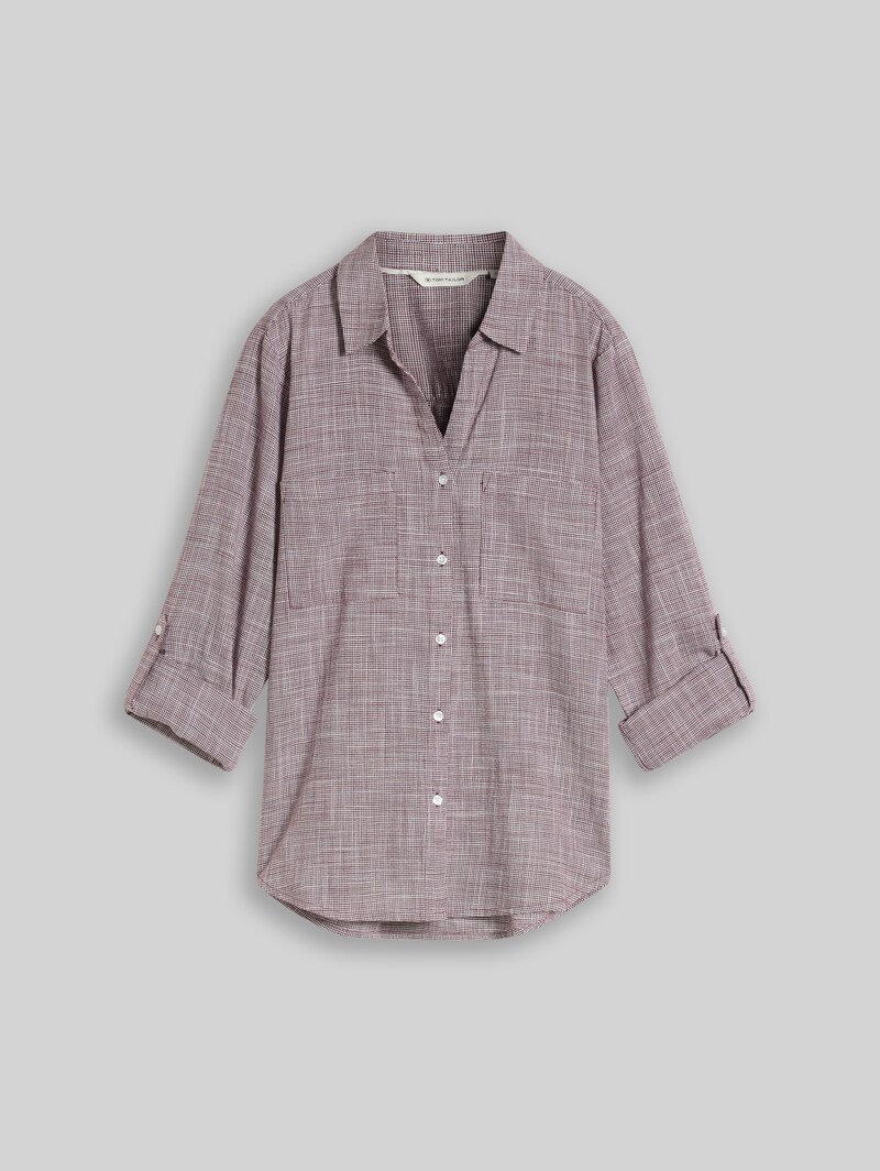 Tom Tailor Bluse mit Brusttaschen - Bordeaux Mid Red