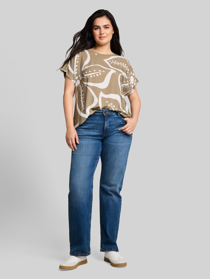 Tom Tailor Plus Size - T-Shirt im Material-Mix - Silver Olive