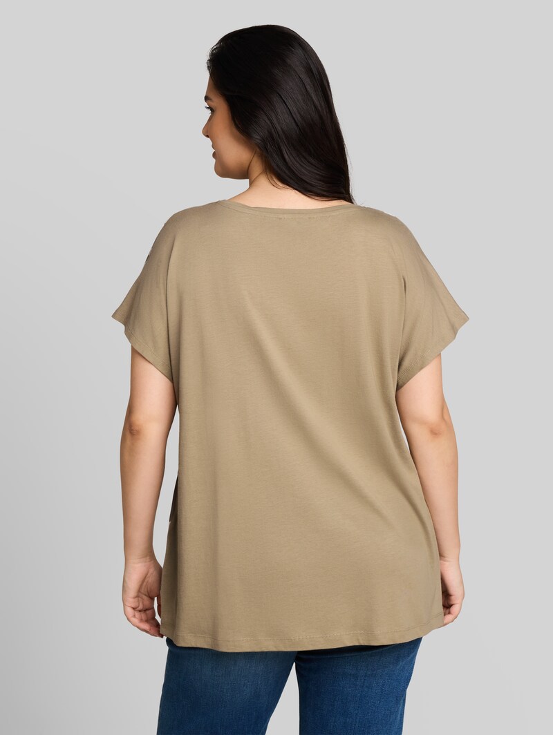 Tom Tailor Plus Size - T-Shirt im Material-Mix - Silver Olive
