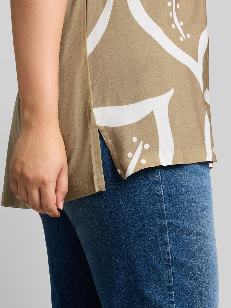 Tom Tailor Plus Size - T-Shirt im Material-Mix - Silver Olive