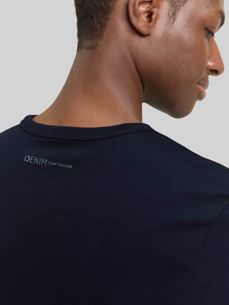 Tom Tailor Slim Fit T-Shirt aus Baumwolle - Sky Captain Blue
