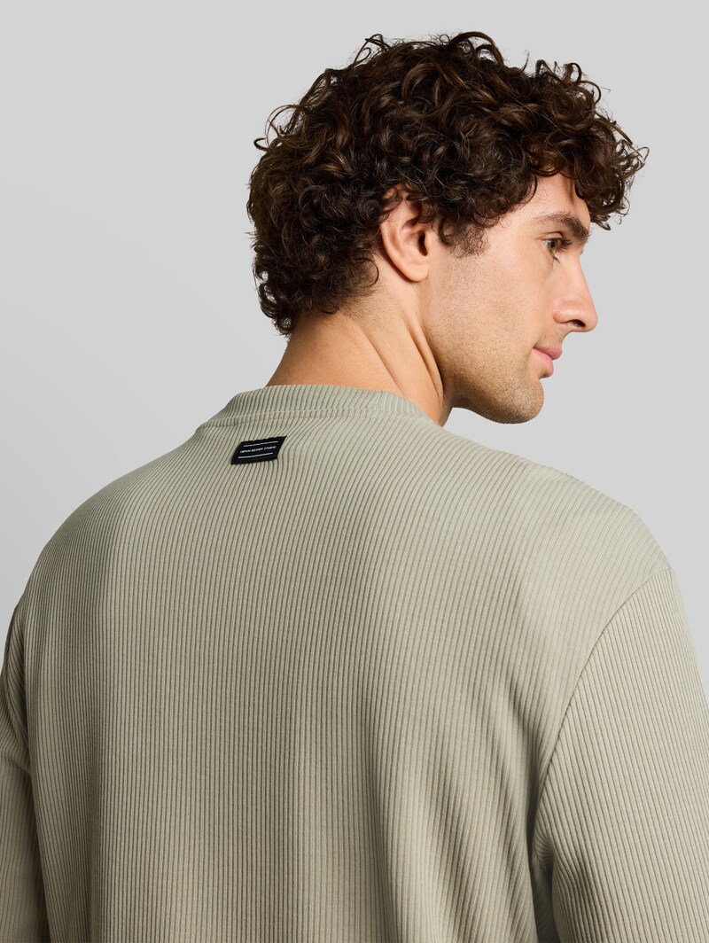 Tom Tailor Relaxed Fit Langarmshirt mit Rippstruktur - Dark Sage Green