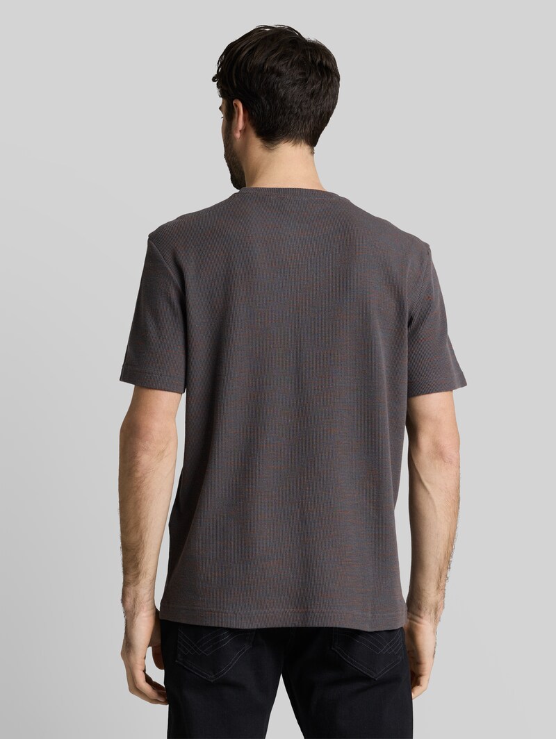 Tom Tailor T-Shirt mit Waffelstruktur - Grey Orange Waffle Inject