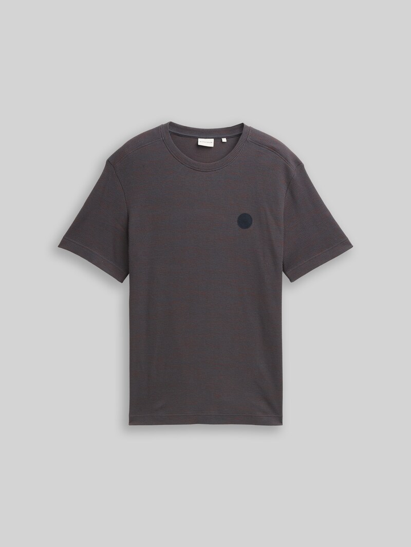 Tom Tailor T-Shirt mit Waffelstruktur - Grey Orange Waffle Inject