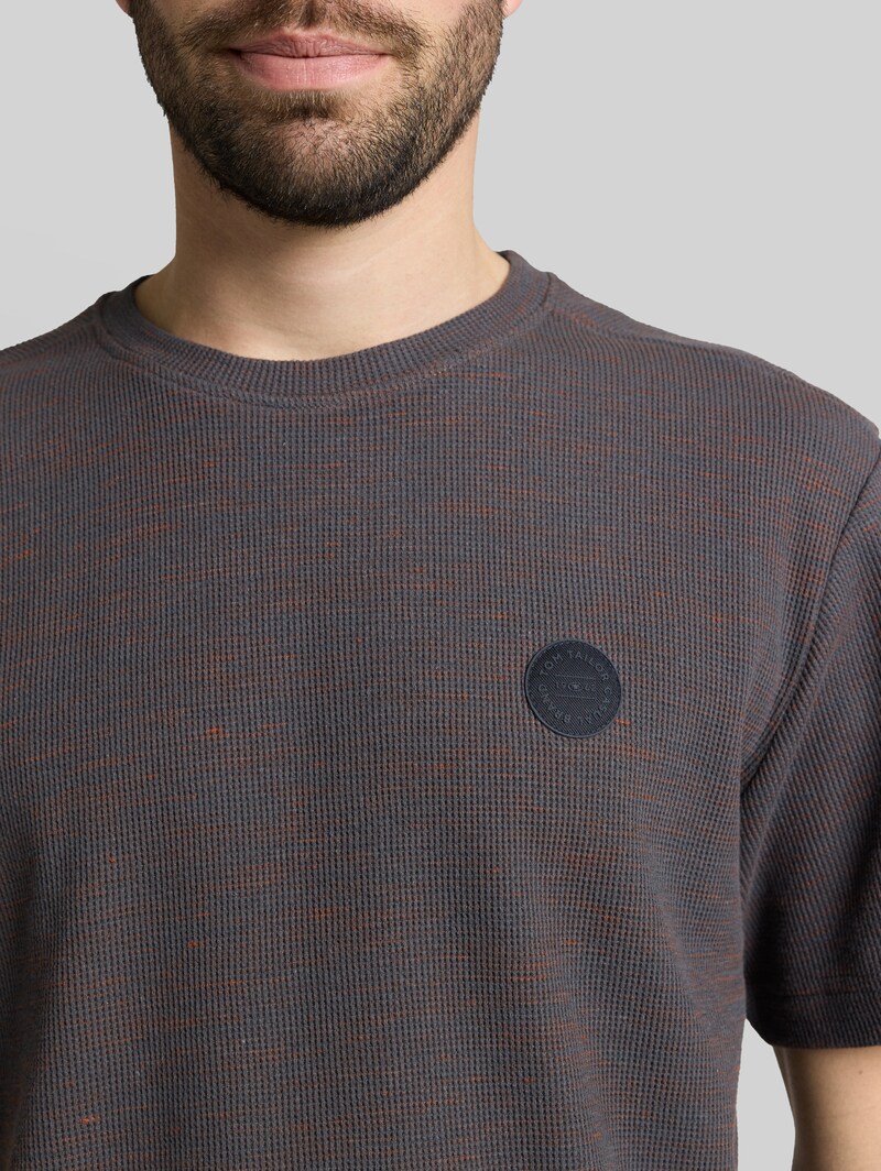 Tom Tailor T-Shirt mit Waffelstruktur - Grey Orange Waffle Inject