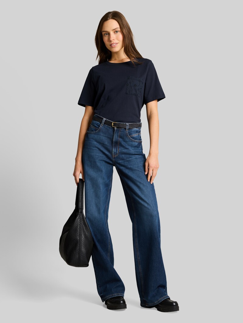 Tom Tailor Boxy Fit T-Shirt mit Brusttasche - Sky Captain Blue