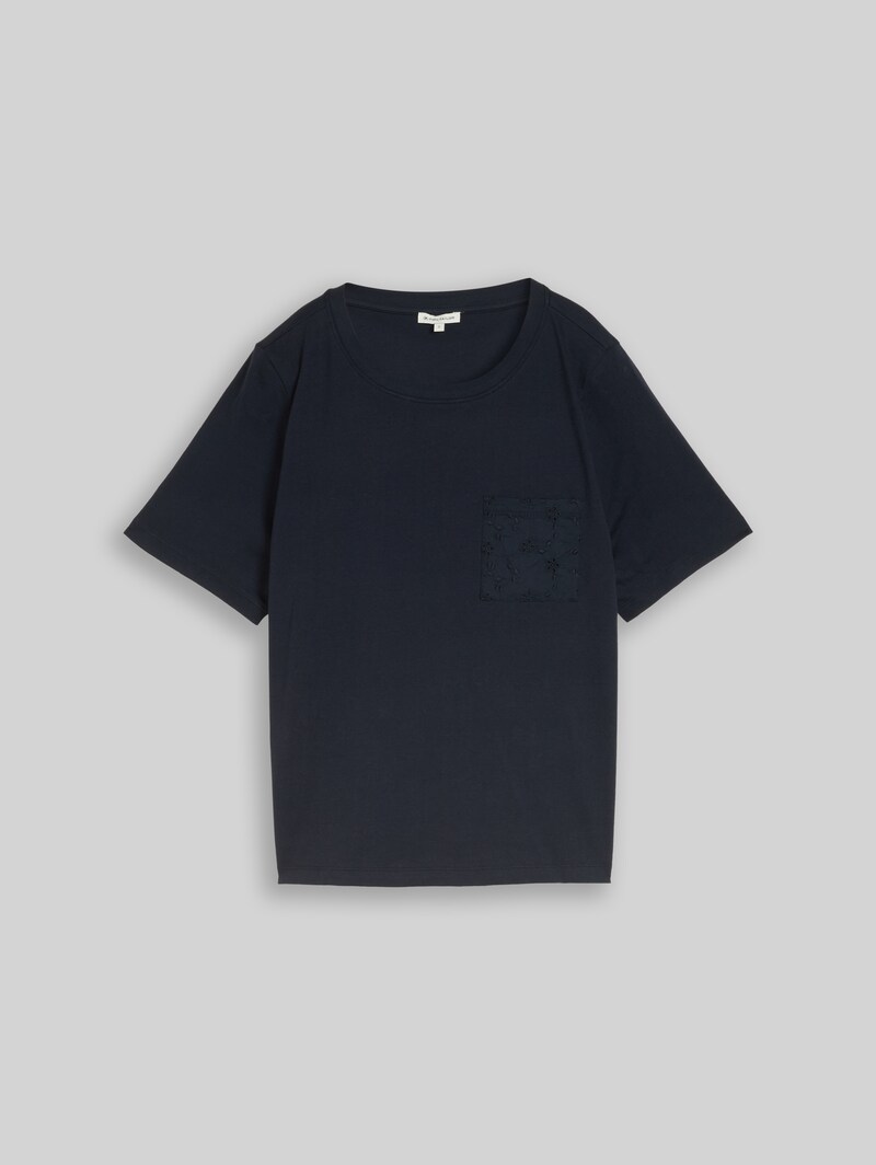 Tom Tailor Boxy Fit T-Shirt mit Brusttasche - Sky Captain Blue