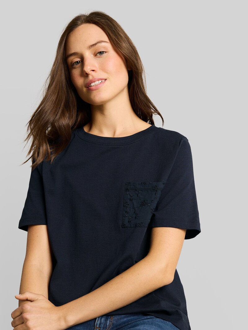 Tom Tailor Boxy Fit T-Shirt mit Brusttasche - Sky Captain Blue