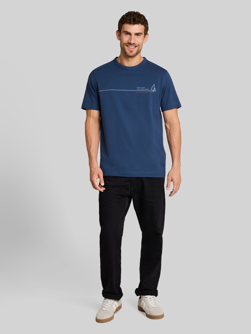 Tom Tailor T-Shirt mit Print - Dark Duck Blue