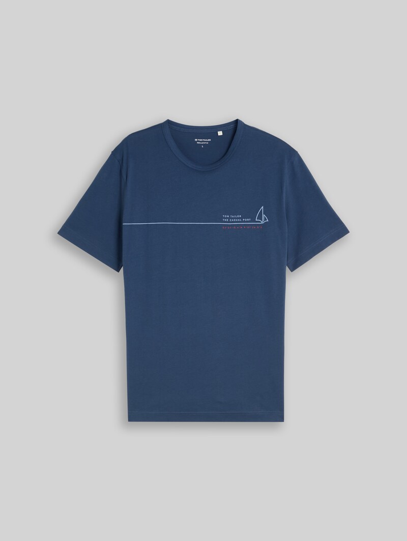 Tom Tailor T-Shirt mit Print - Dark Duck Blue