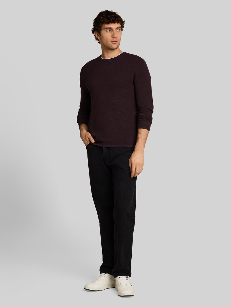 Tom Tailor Strickpullover aus Baumwolle - Dark Plum
