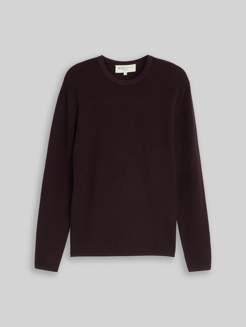 Tom Tailor Strickpullover aus Baumwolle - Dark Plum
