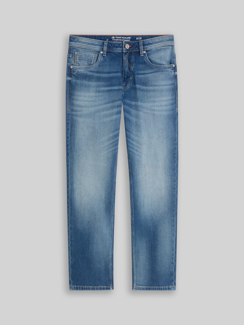 Tom Tailor TTMARVIN STRAIGHT Jeans mit Stretch - Heavy Used Mid Blue Denim