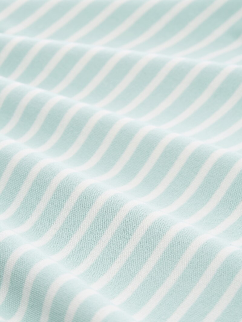 Tom Tailor Slim Fit T-Shirt mit V-Ausschnitt - Blue Haze Offwhite Stripe