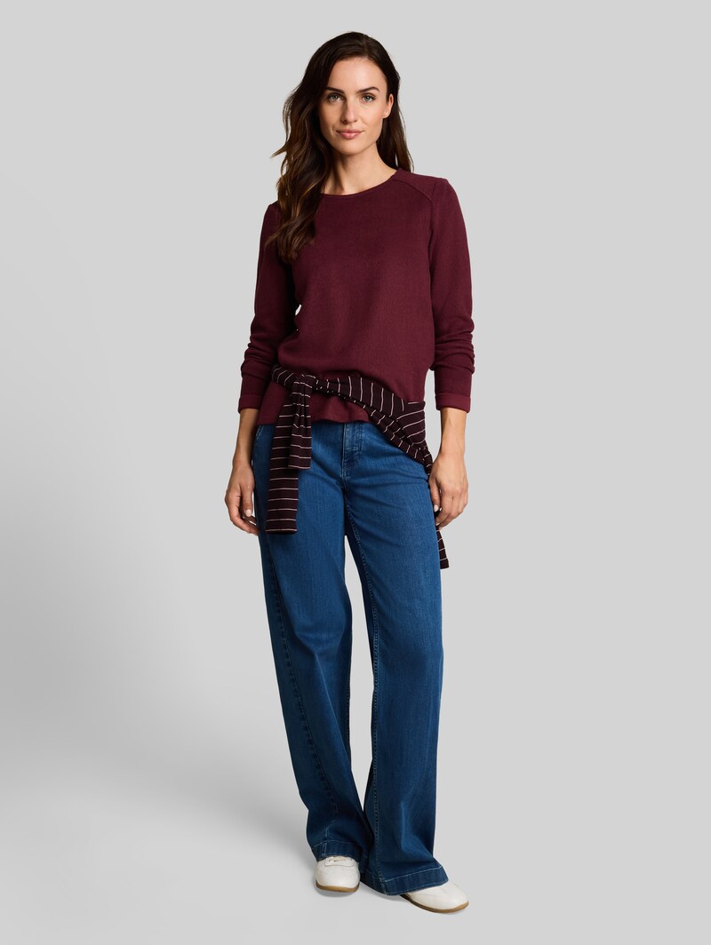 Tom Tailor Cosy Sweatshirt mit Melange-Optik - Dark Preppy Plum Melange