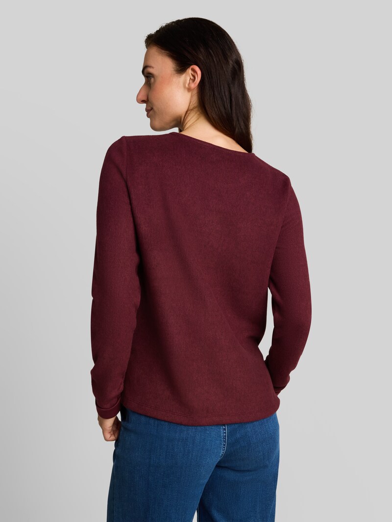 Tom Tailor Cosy Sweatshirt mit Melange-Optik - Dark Preppy Plum Melange