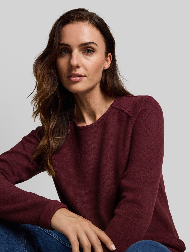 Tom Tailor Cosy Sweatshirt mit Melange-Optik - Dark Preppy Plum Melange