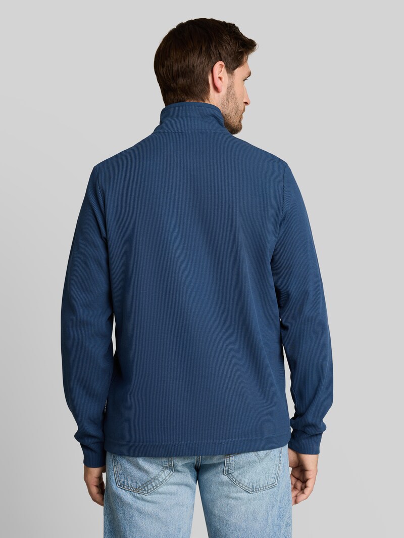 Tom Tailor Troyer Sweatshirt aus Baumwolle - Dark Duck Blue