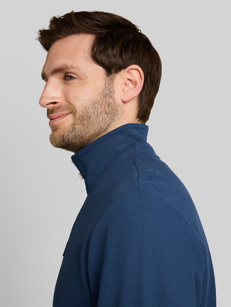 Tom Tailor Troyer Sweatshirt aus Baumwolle - Dark Duck Blue