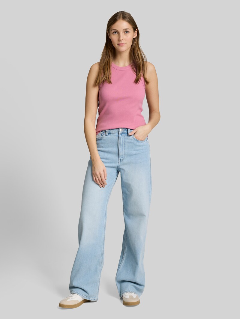 Tom Tailor Slim Fit Top mit Rippstruktur - Soft Blush Rose