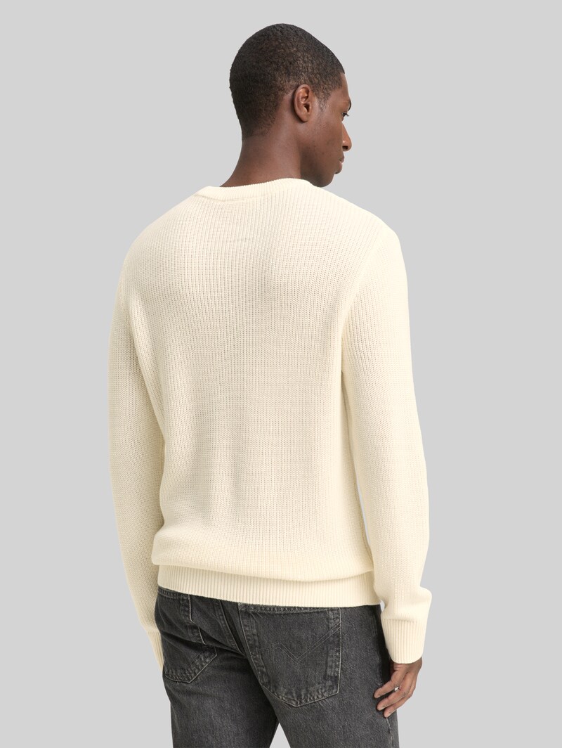 Tom Tailor Strickpullover mit Rundhalsausschnitt - Wool White