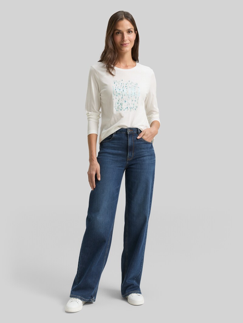 Tom Tailor Langarmshirt mit Print - Whisper White