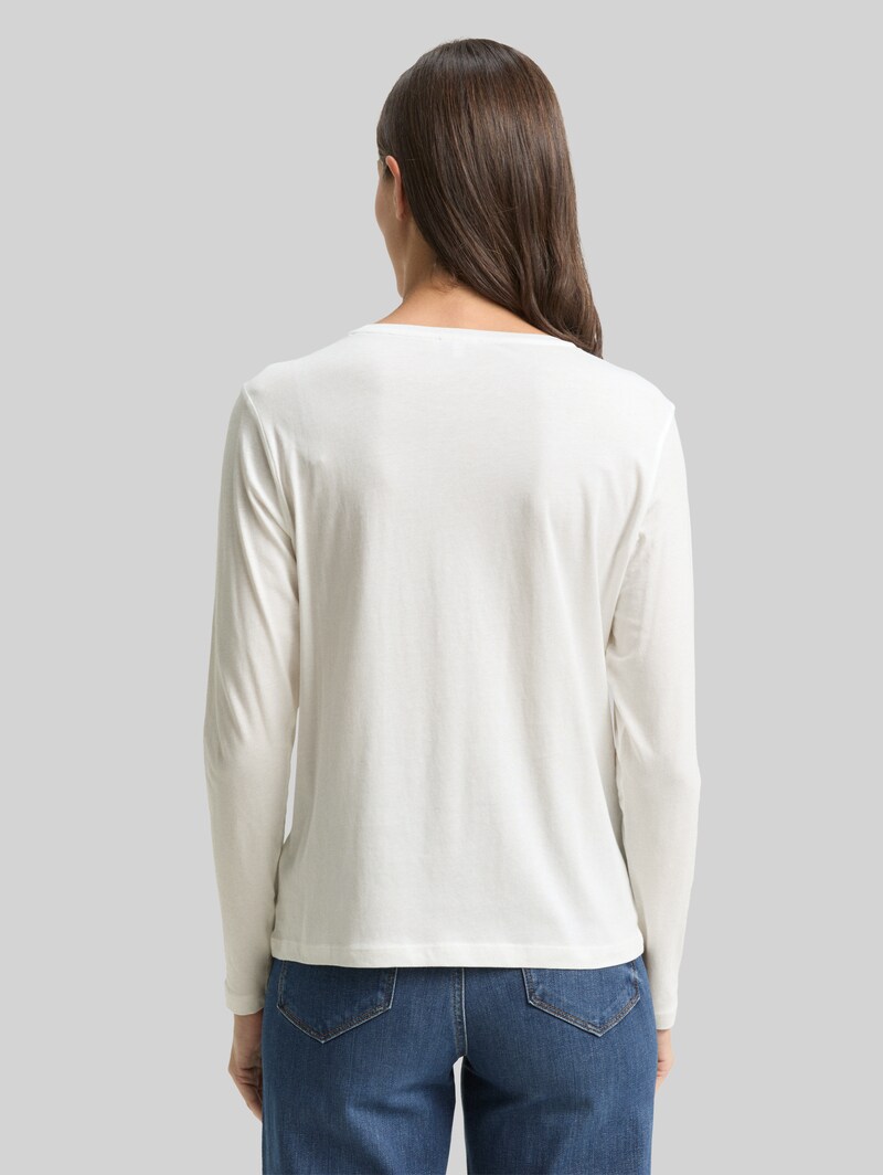 Tom Tailor Langarmshirt mit Print - Whisper White