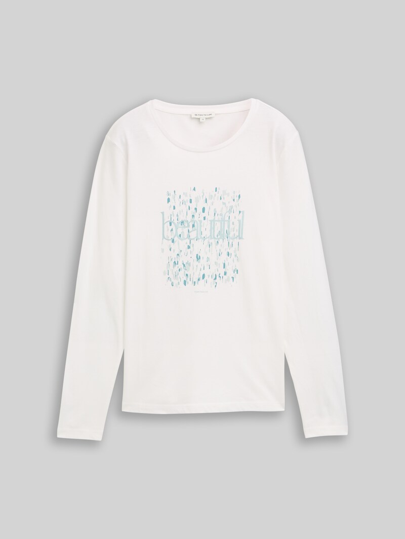 Tom Tailor Langarmshirt mit Print - Whisper White