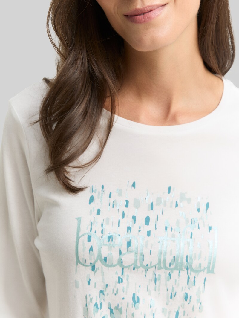 Tom Tailor Langarmshirt mit Print - Whisper White