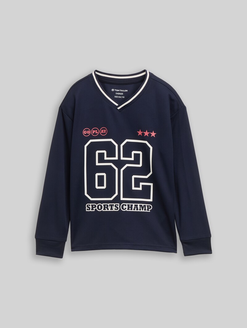 Tom Tailor Oversize Trikot Langarmshirt - Sky Captain Blue