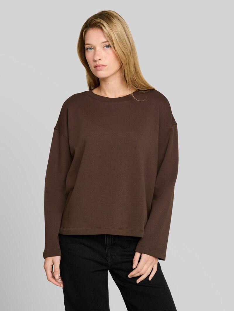 Tom Tailor Basic Sweatshirt aus Baumwolle - Cool Dark Brown Tom Tailor Basic Sweatshirt aus Baumwolle - Cool Dark Brown
