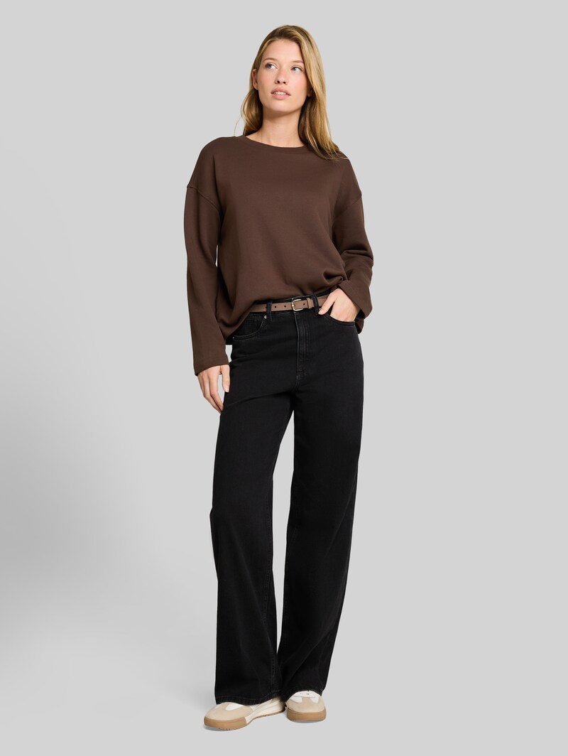 Tom Tailor Basic Sweatshirt aus Baumwolle - Cool Dark Brown