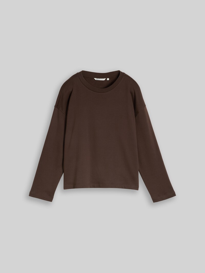 Tom Tailor Basic Sweatshirt aus Baumwolle - Cool Dark Brown