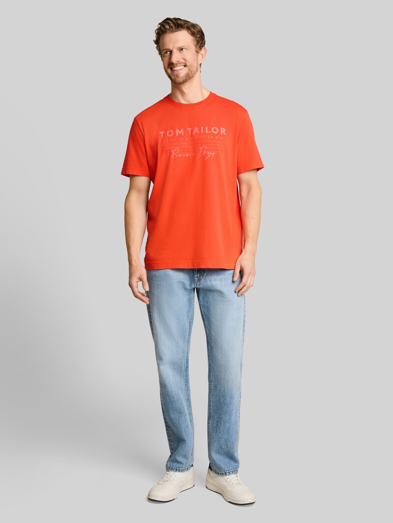 Tom Tailor T-Shirt im Used-Look - Orange Red