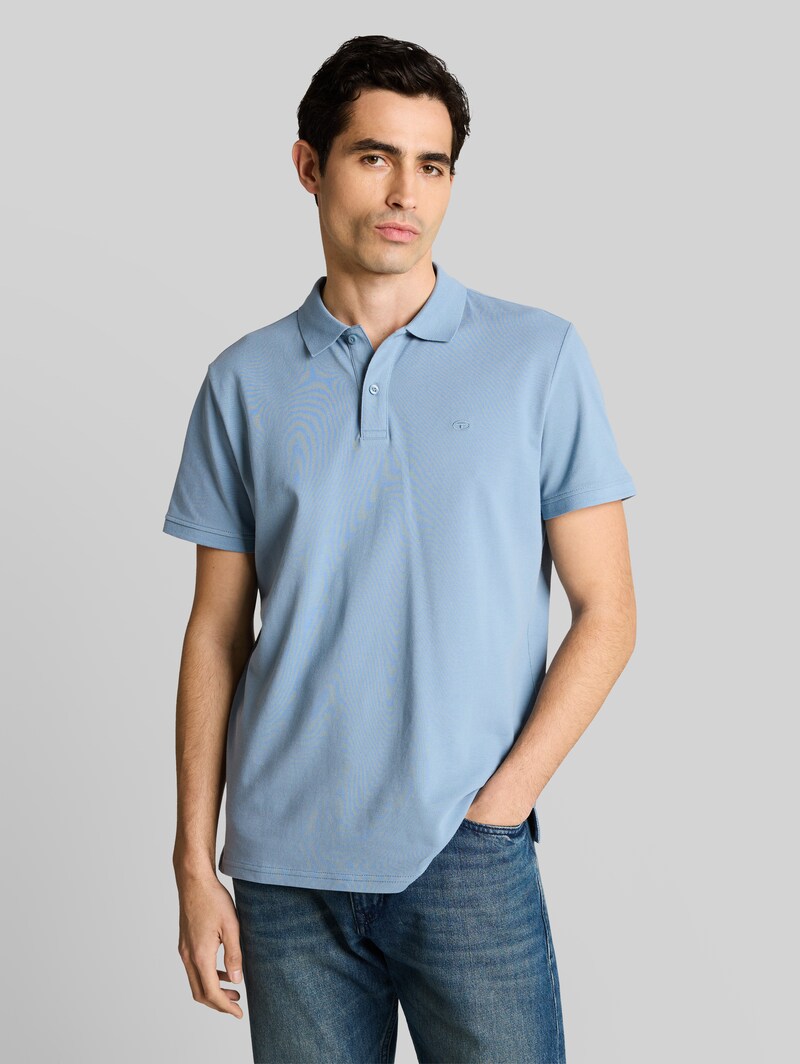Tom Tailor Piqué Poloshirt mit Logo-Stickerei - Mountain Spring Blue