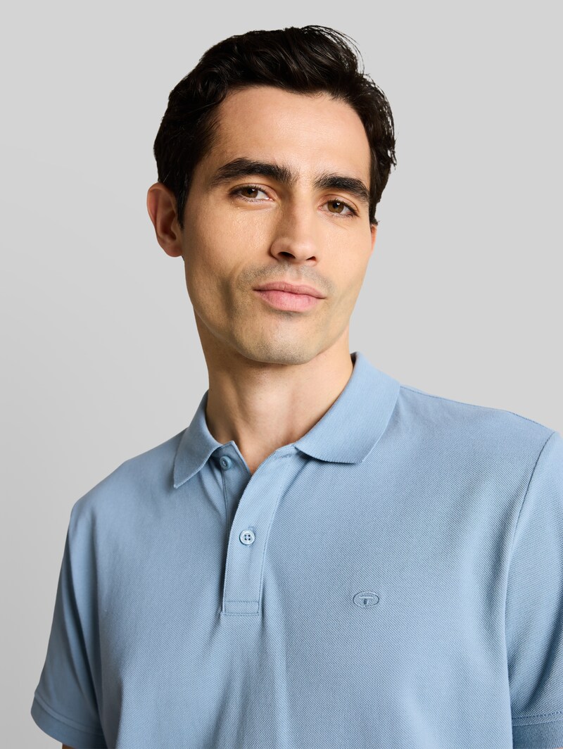 Tom Tailor Piqué Poloshirt mit Logo-Stickerei - Mountain Spring Blue