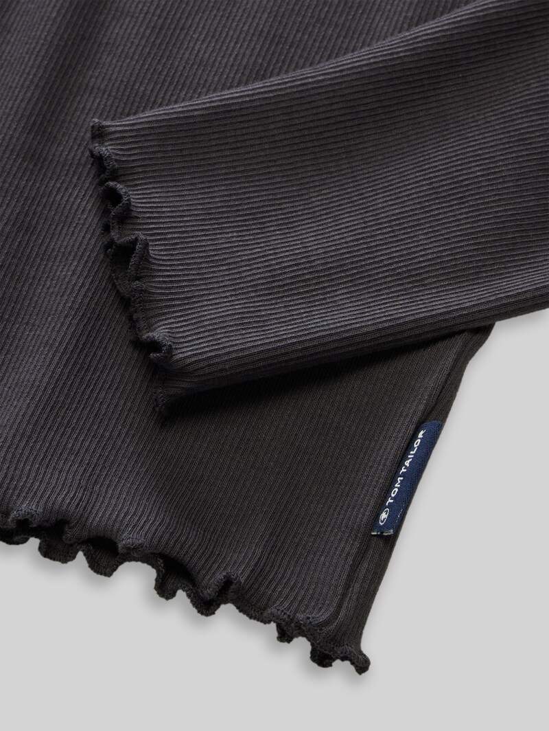 Tom Tailor Cropped Shirt mit Rippstruktur - Coal Grey