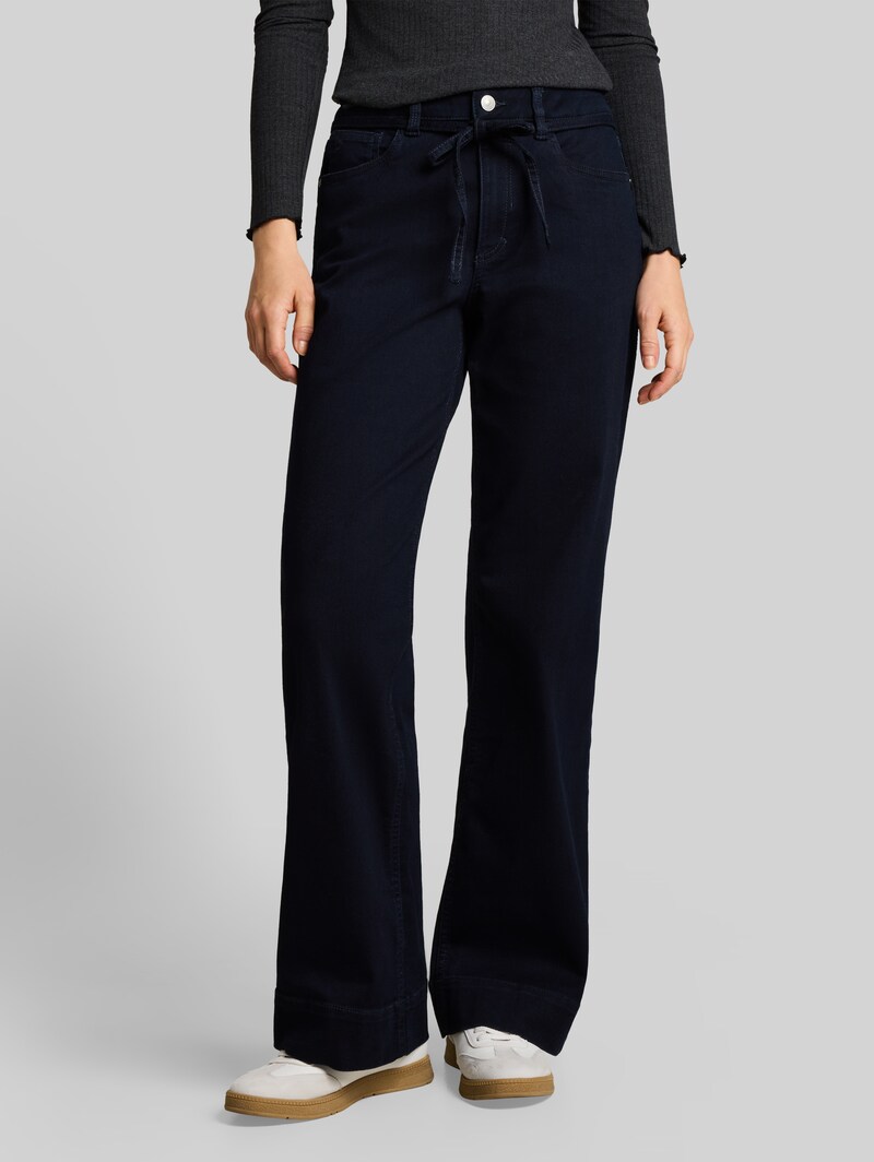 Tom Tailor TTEMILY WIDE Jeans mit Bindegürtel - Clean Blue Black Denim