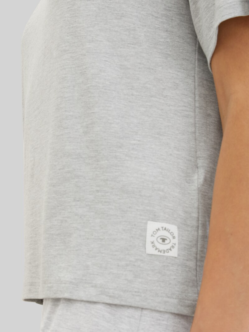 Tom Tailor Loungewear T-Shirt in Melange Optik - Grey-medium-melange