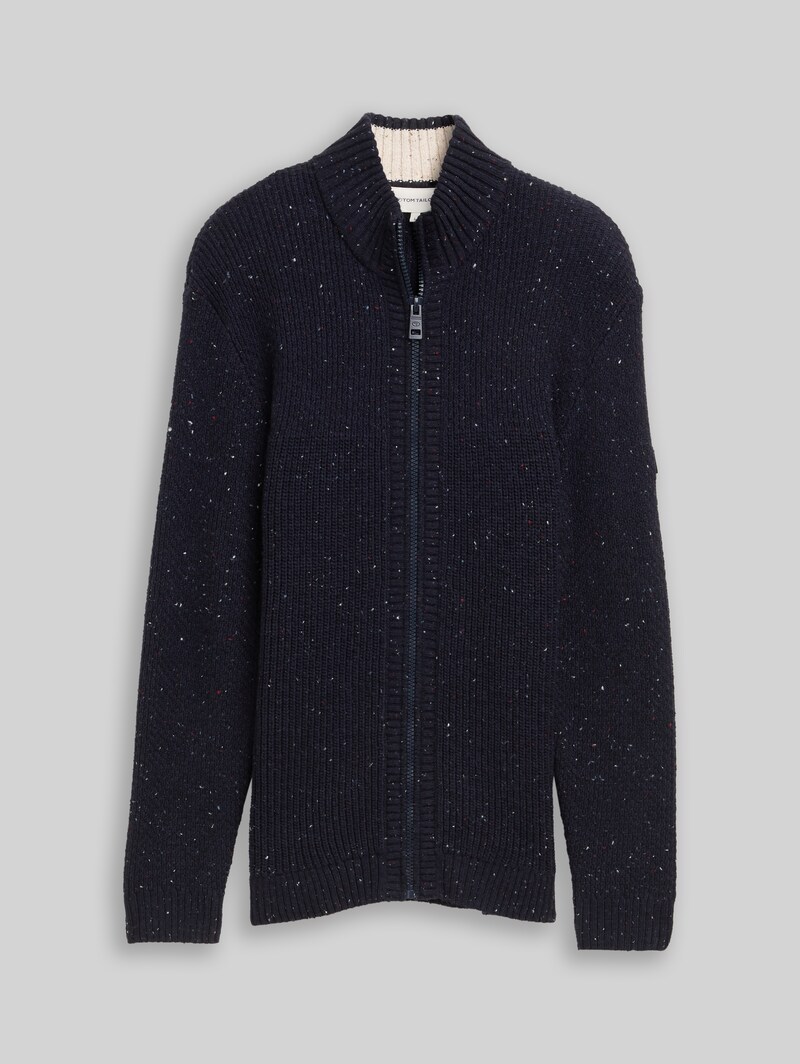 Tom Tailor Strickjacke mit Strukturmix - Navy Melange Multi Neps