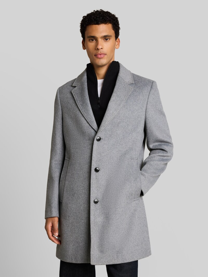 Tom Tailor Relaxed Fit Wollmantel mit Reverskragen - Light Grey Melange Twill Tom Tailor Relaxed Fit Wollmantel mit Reverskragen - Light Grey Melange Twill