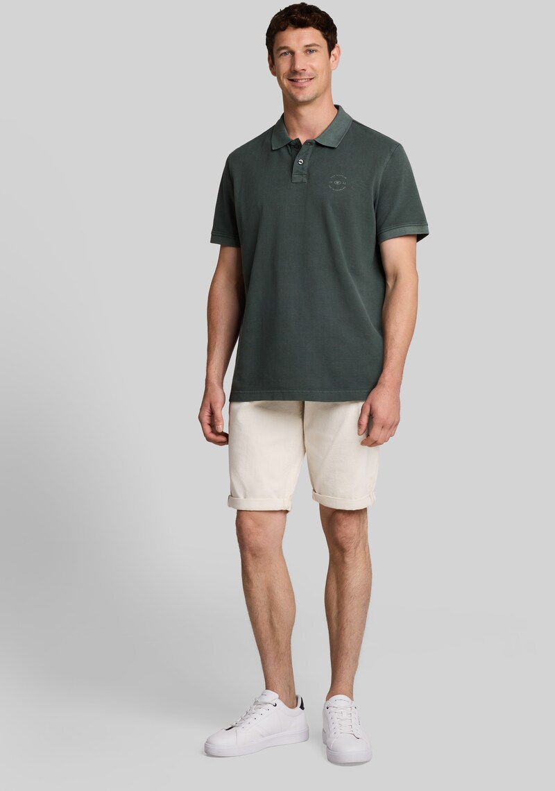 Tom Tailor Piqué Poloshirt mit Logo-Print - Darkest Olive