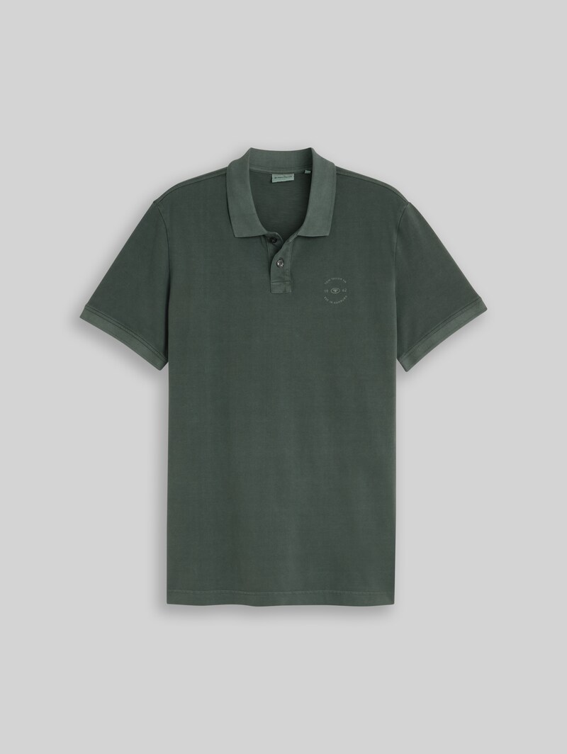 Tom Tailor Piqué Poloshirt mit Logo-Print - Darkest Olive