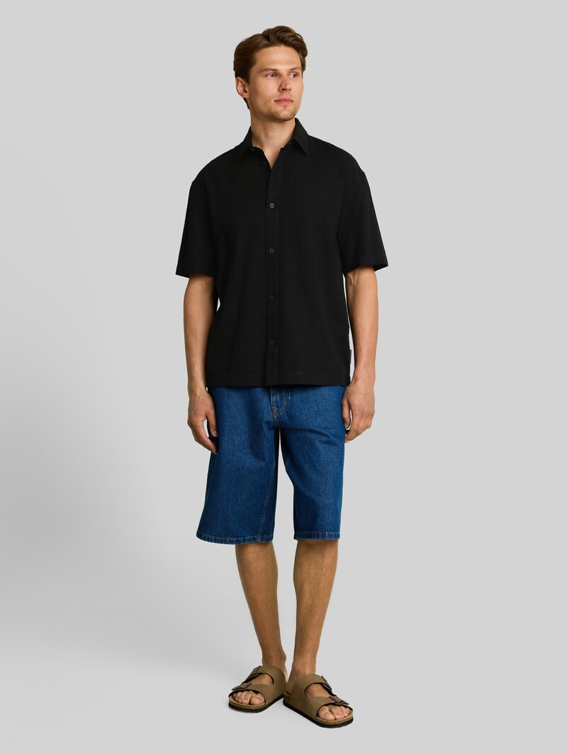 Tom Tailor Loose Fit Kurzarmhemd aus Baumwolle - Black
