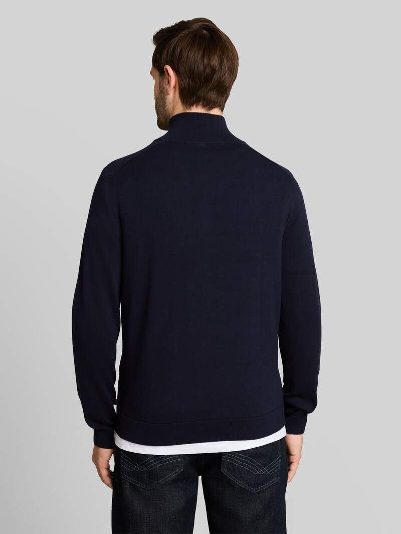 Tom Tailor Troyer Strickpullover aus Baumwolle - Sky Captain Blue