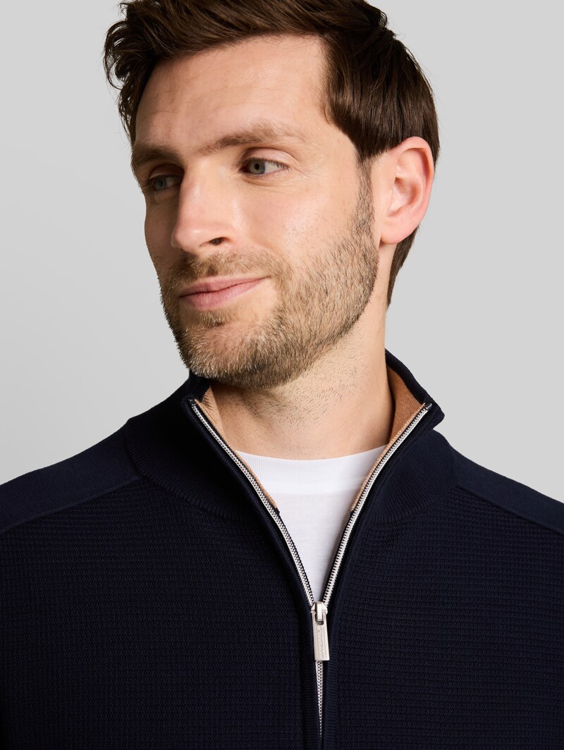 Tom Tailor Troyer Strickpullover aus Baumwolle - Sky Captain Blue